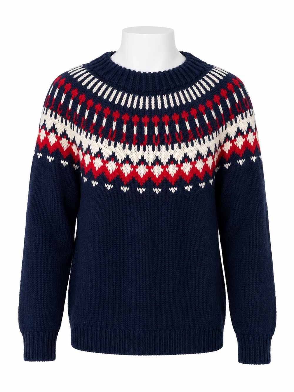 Size L Hand Knit Wool Nordic Fair Isle Icelandic Style Sweater